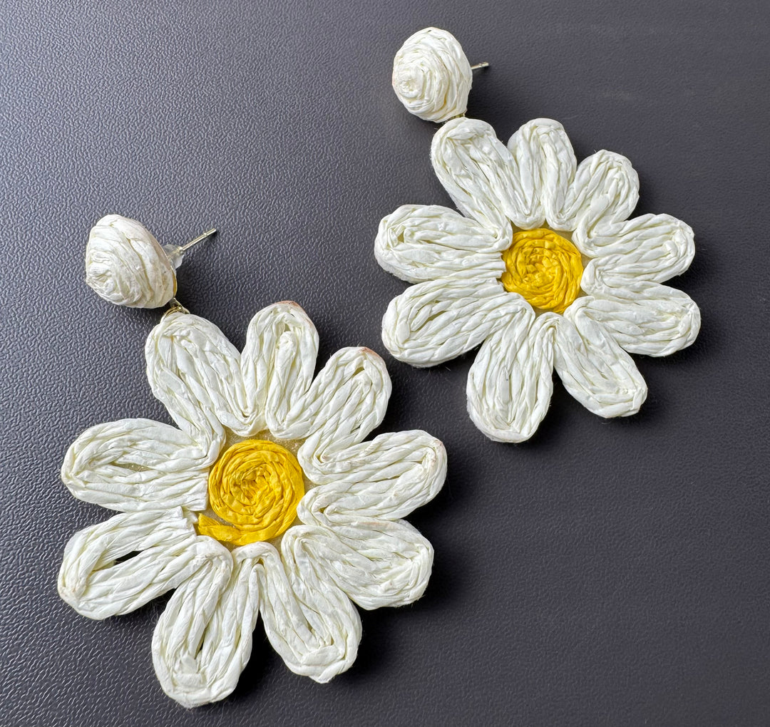 White floral earrings