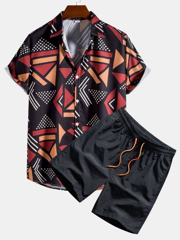 Tribal print mens set black