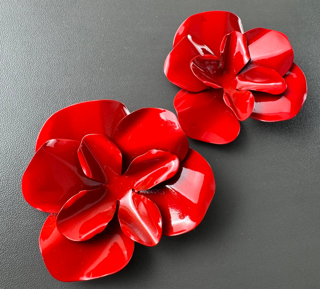 Red petal earrings