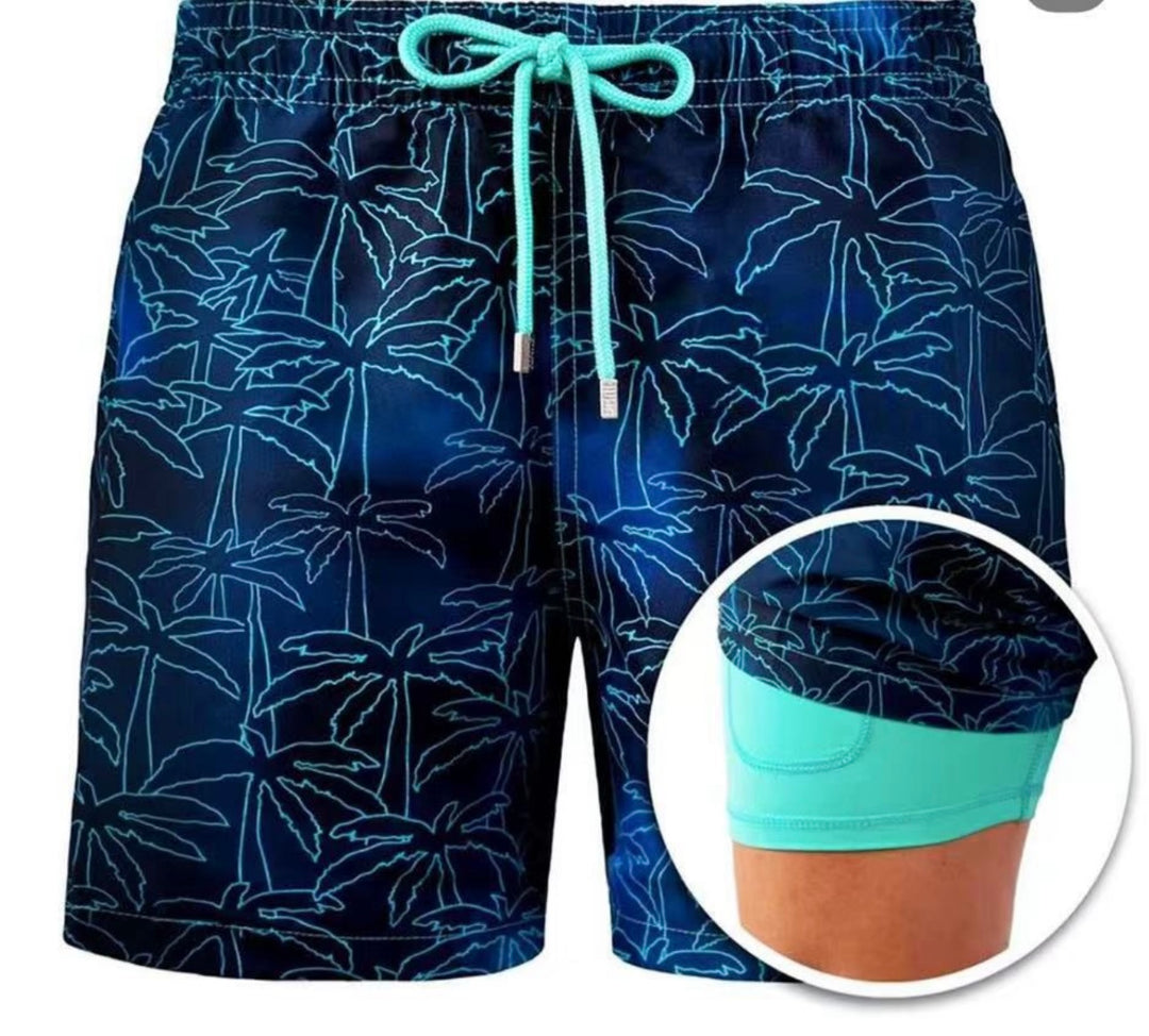 Swim trunks with compression shorts