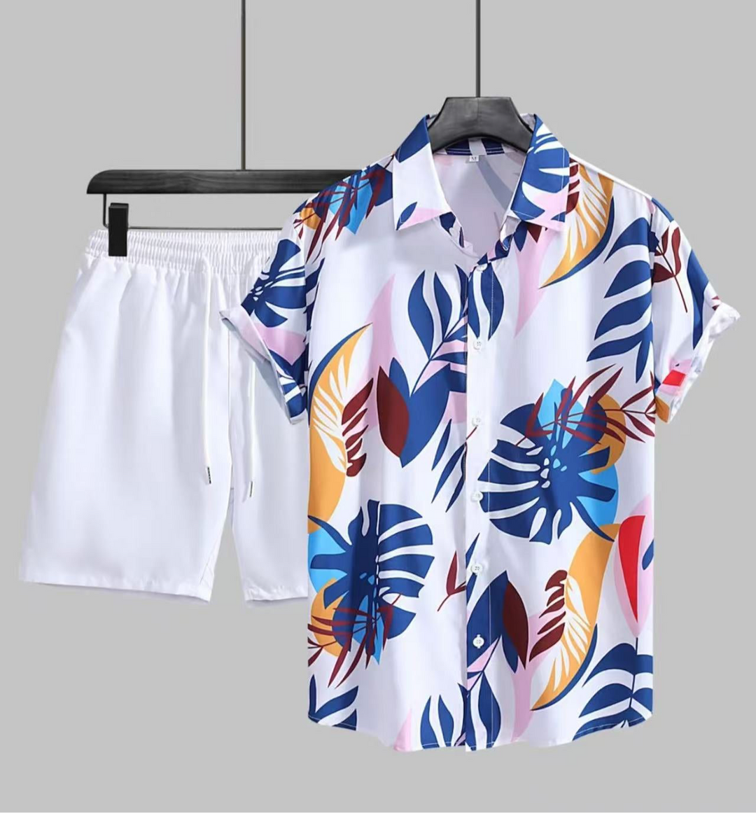 Leaf print mens vacation set