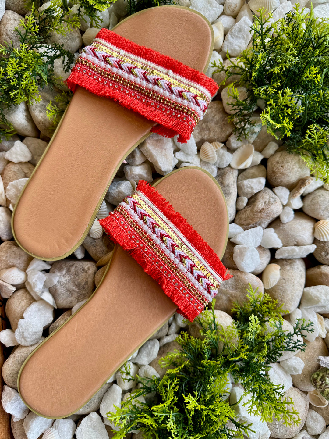Boho sandals red