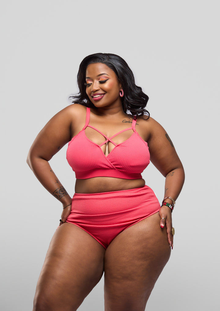 Ribbed high waist bikini plus