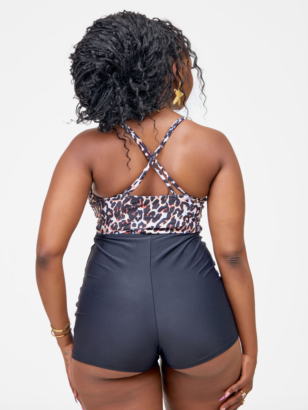 Animal print one piece short