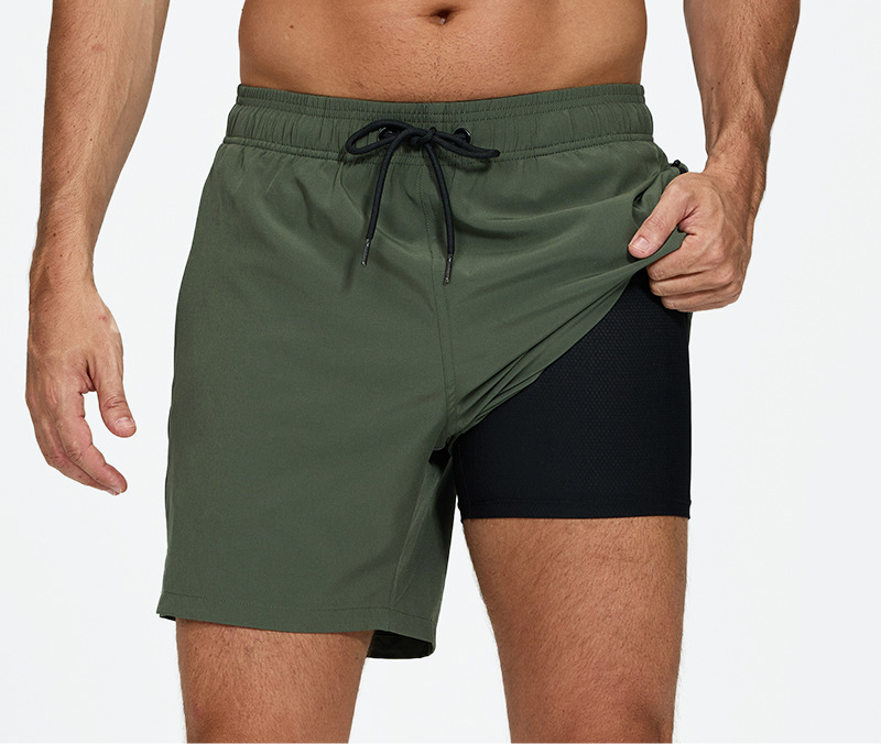 Jungle green shorts with compression liner