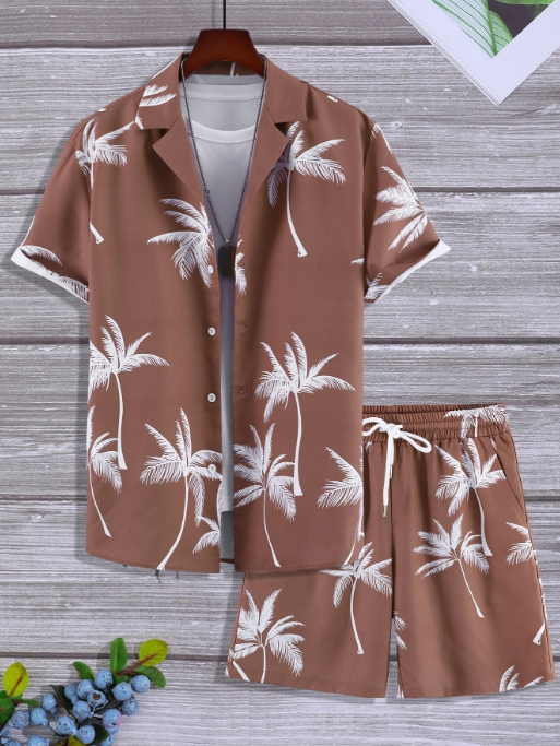 Palm print men’s shirt & short set