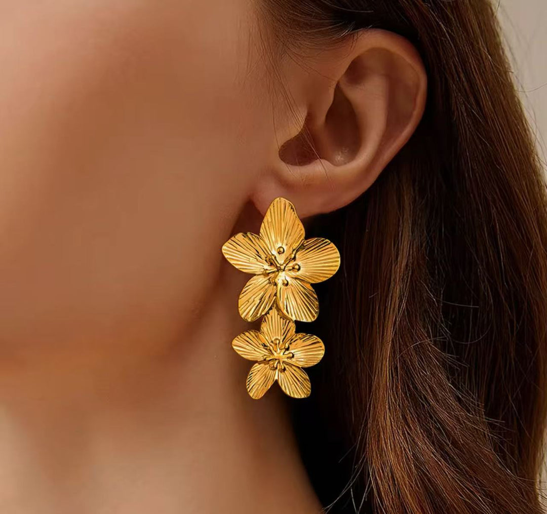 Double floral earrings