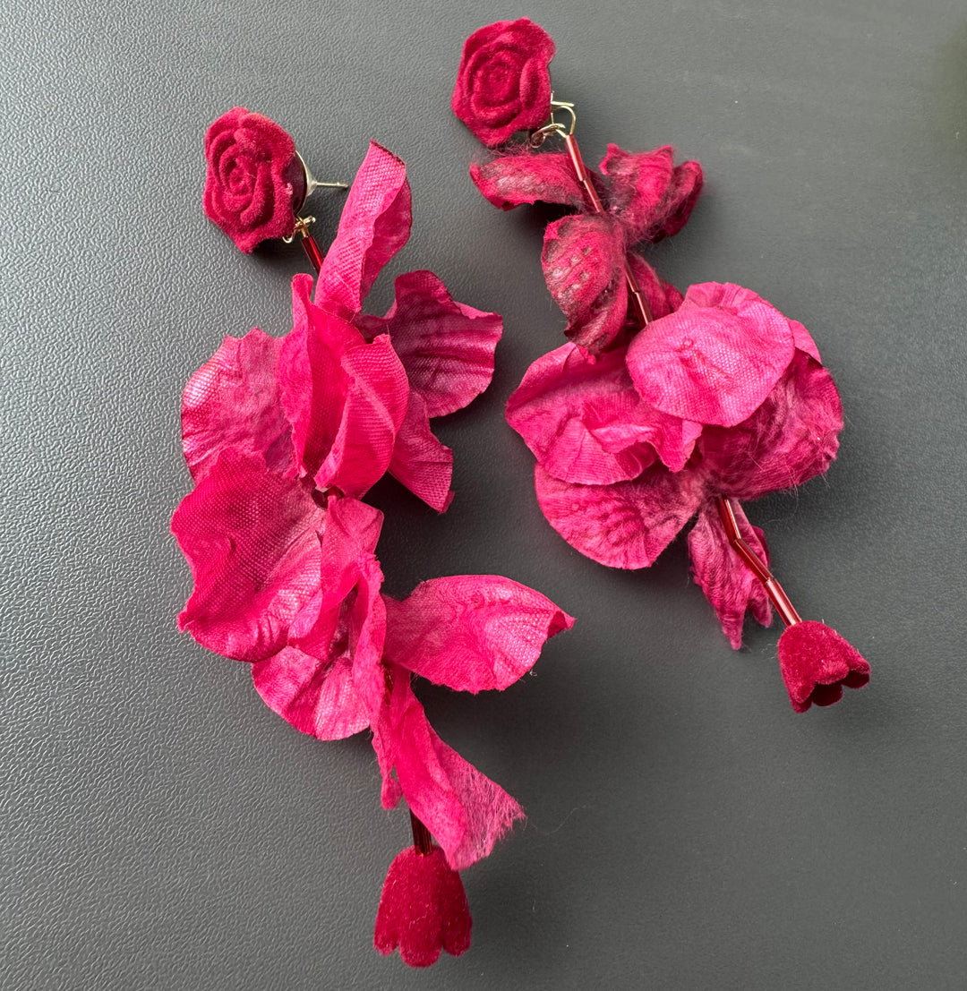 Rose dangle earrings
