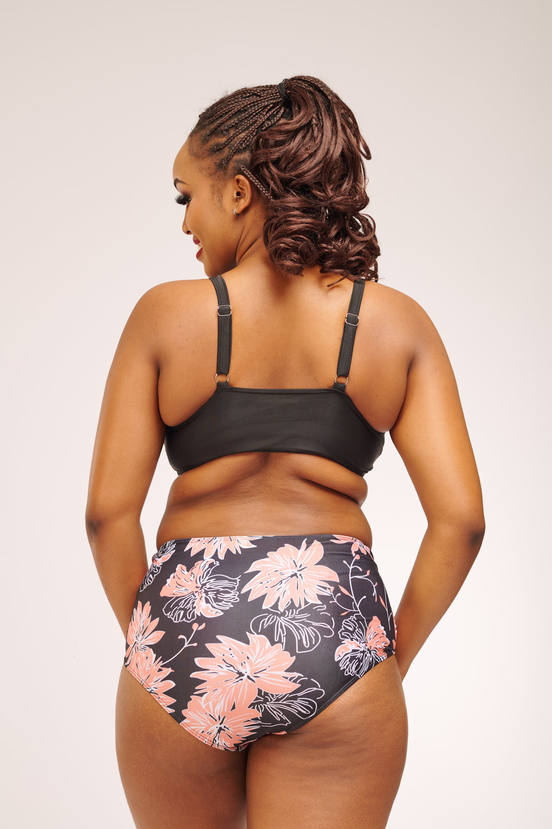 Floral high waist bikini push up top