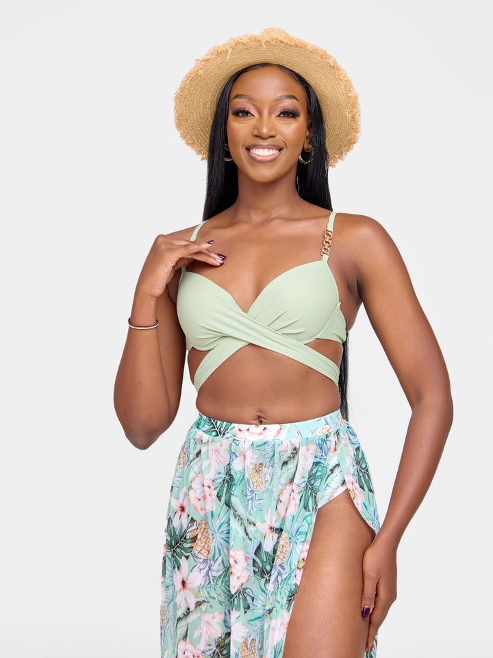 Palm bikini with maxi skirt
