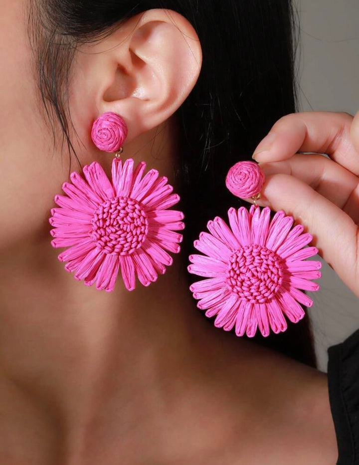 Sunflower earrings pink