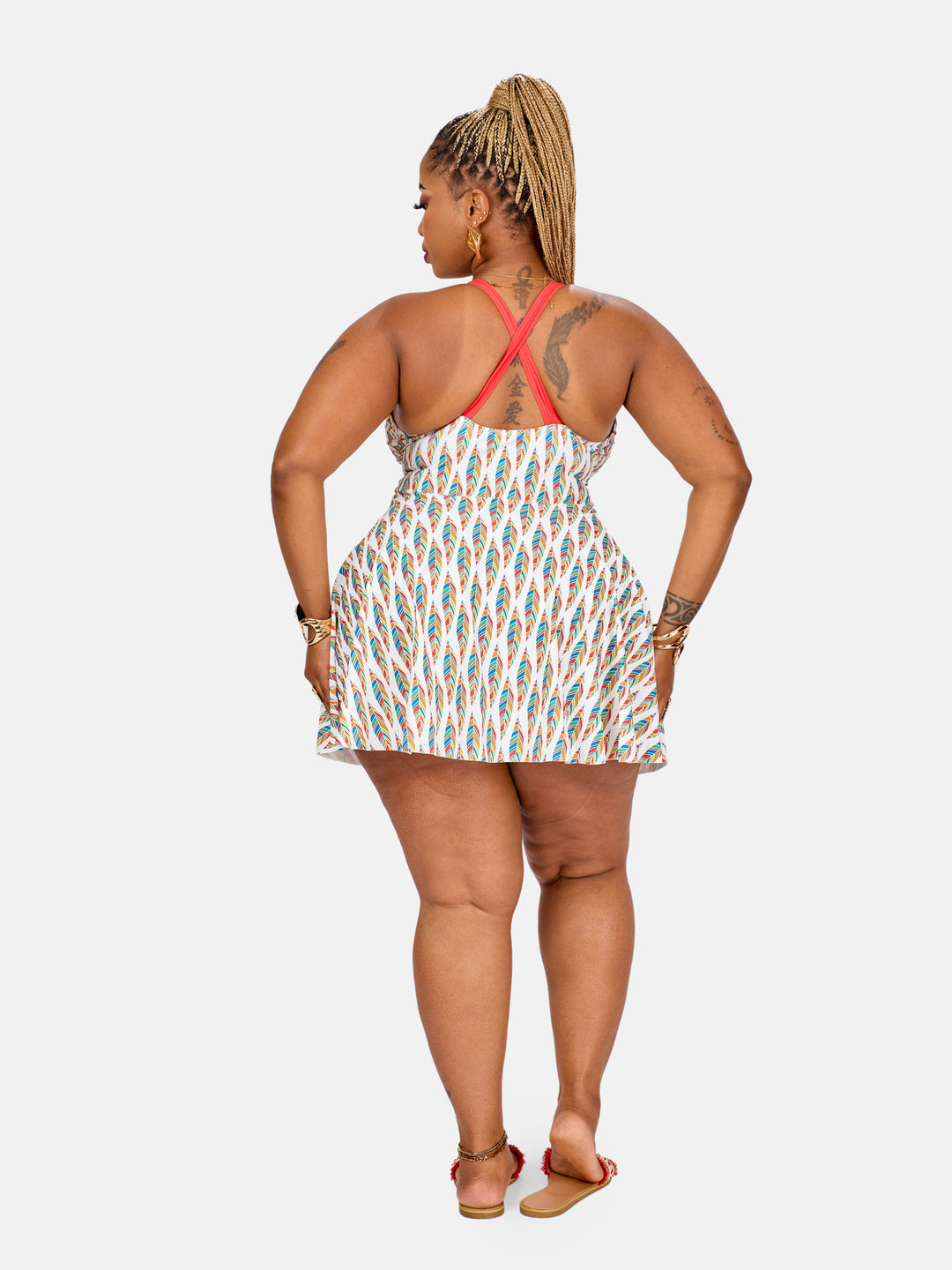 Printed modest swim dress
