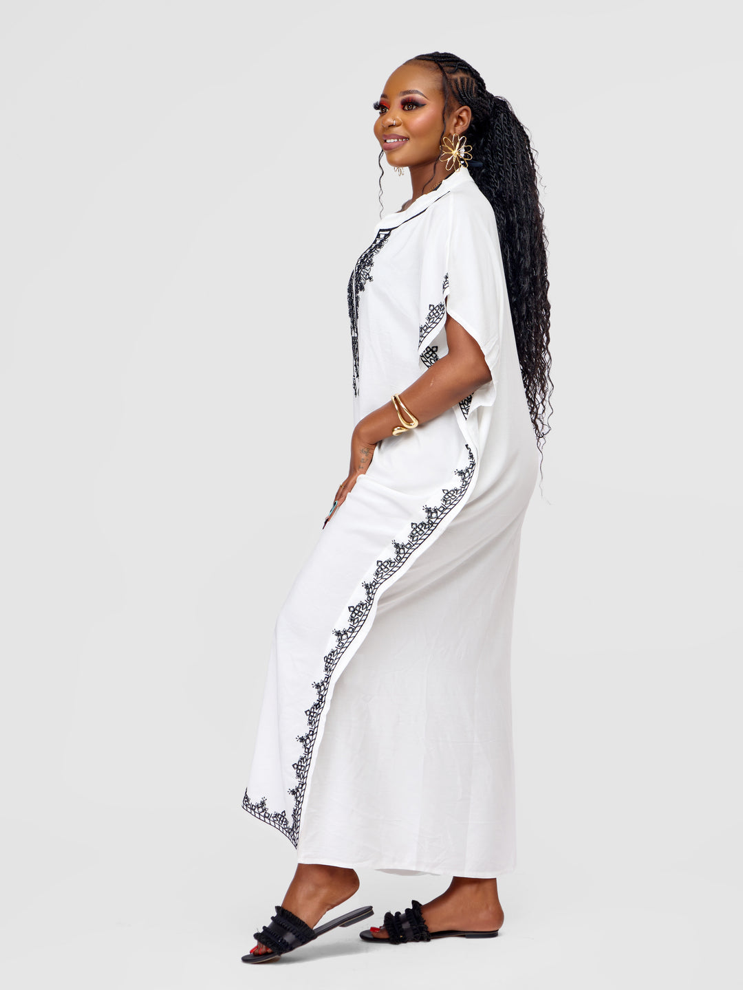 Embroidered White Beach Kaftan