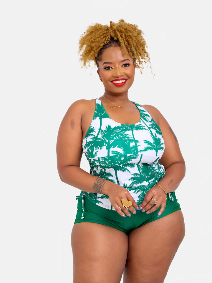 Palm print vest 2pc bikini set