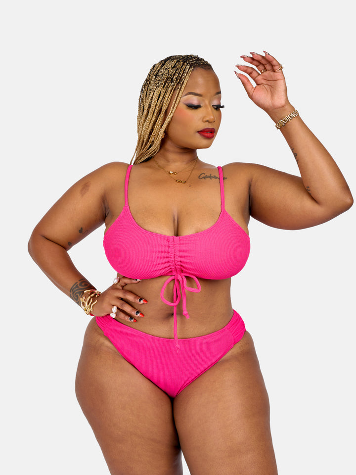 Ribbed high cut bikini