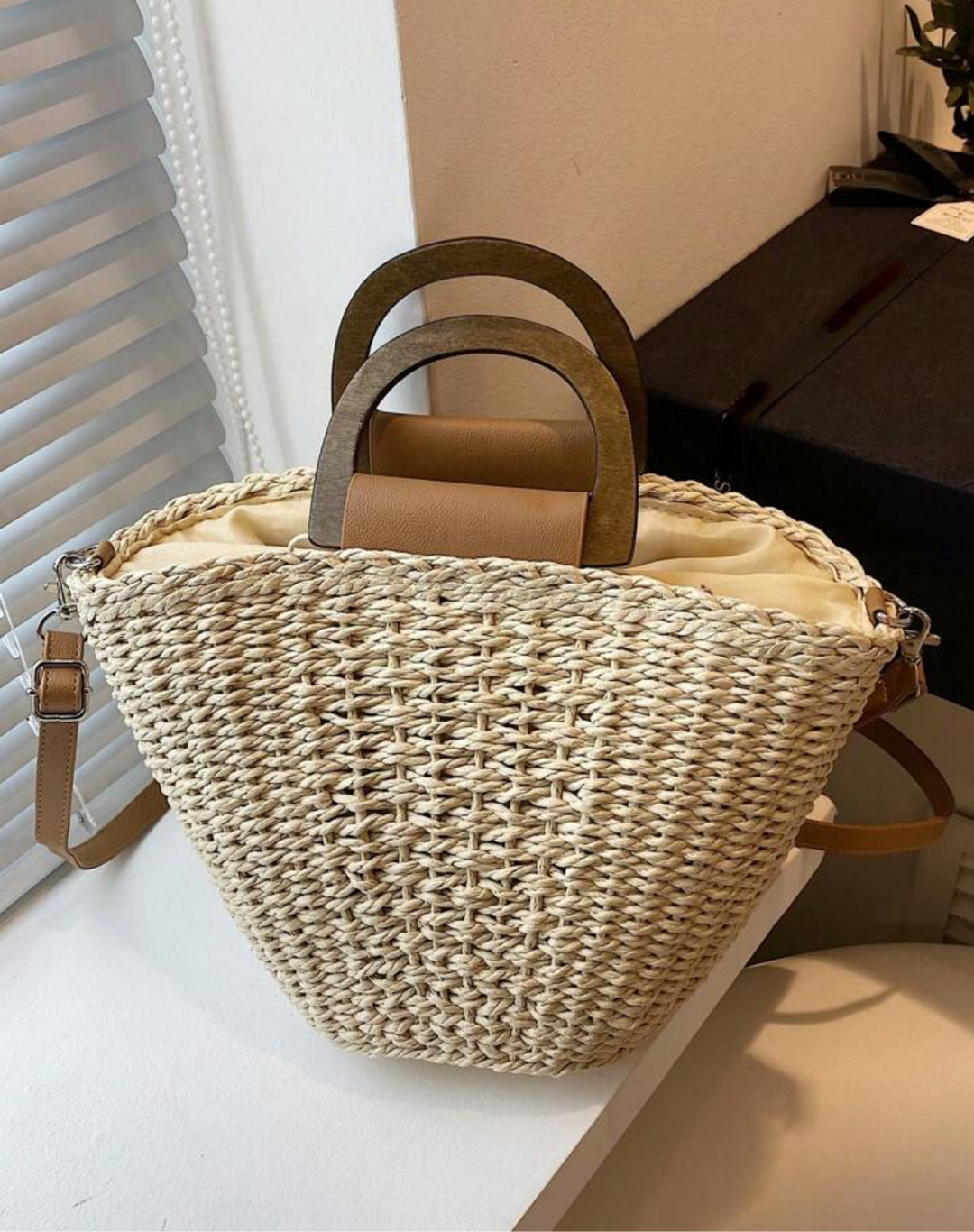 Top handle woven sling bag