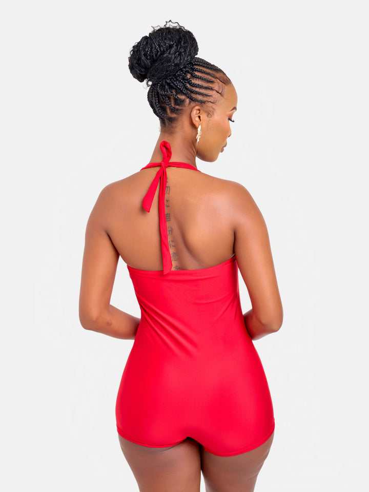 Halter one piece with shorts