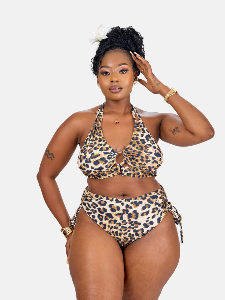 Cheetah high waist plus size bikini