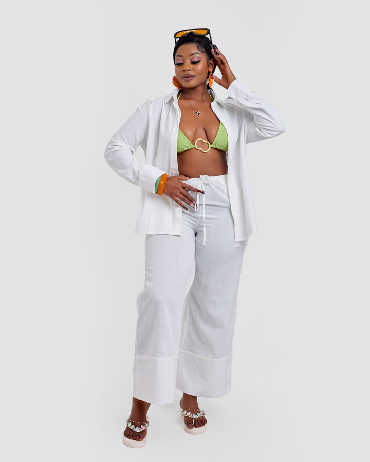 Linen blend 2pc trouser set