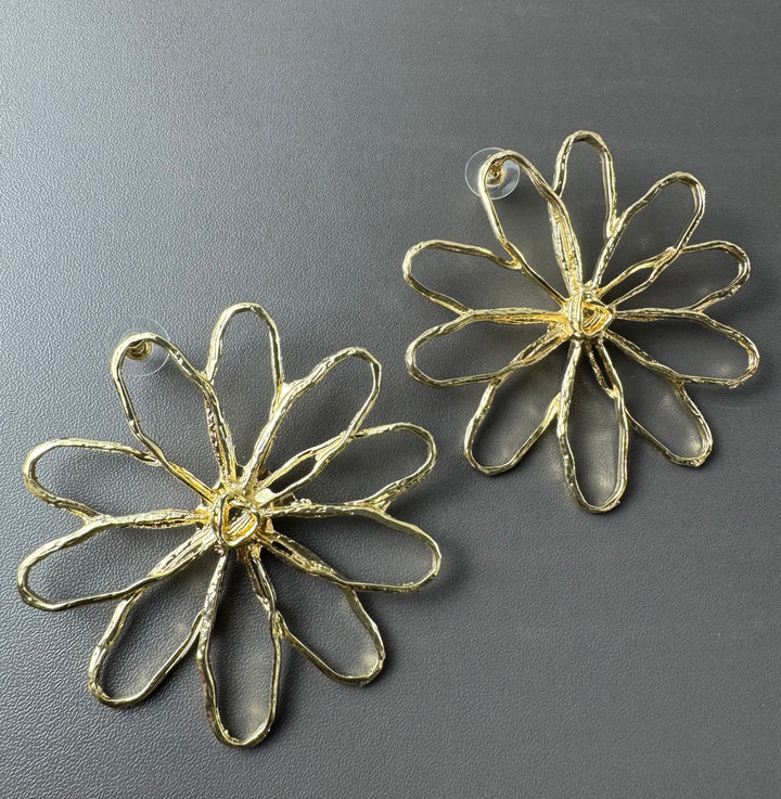Floral gold earrings