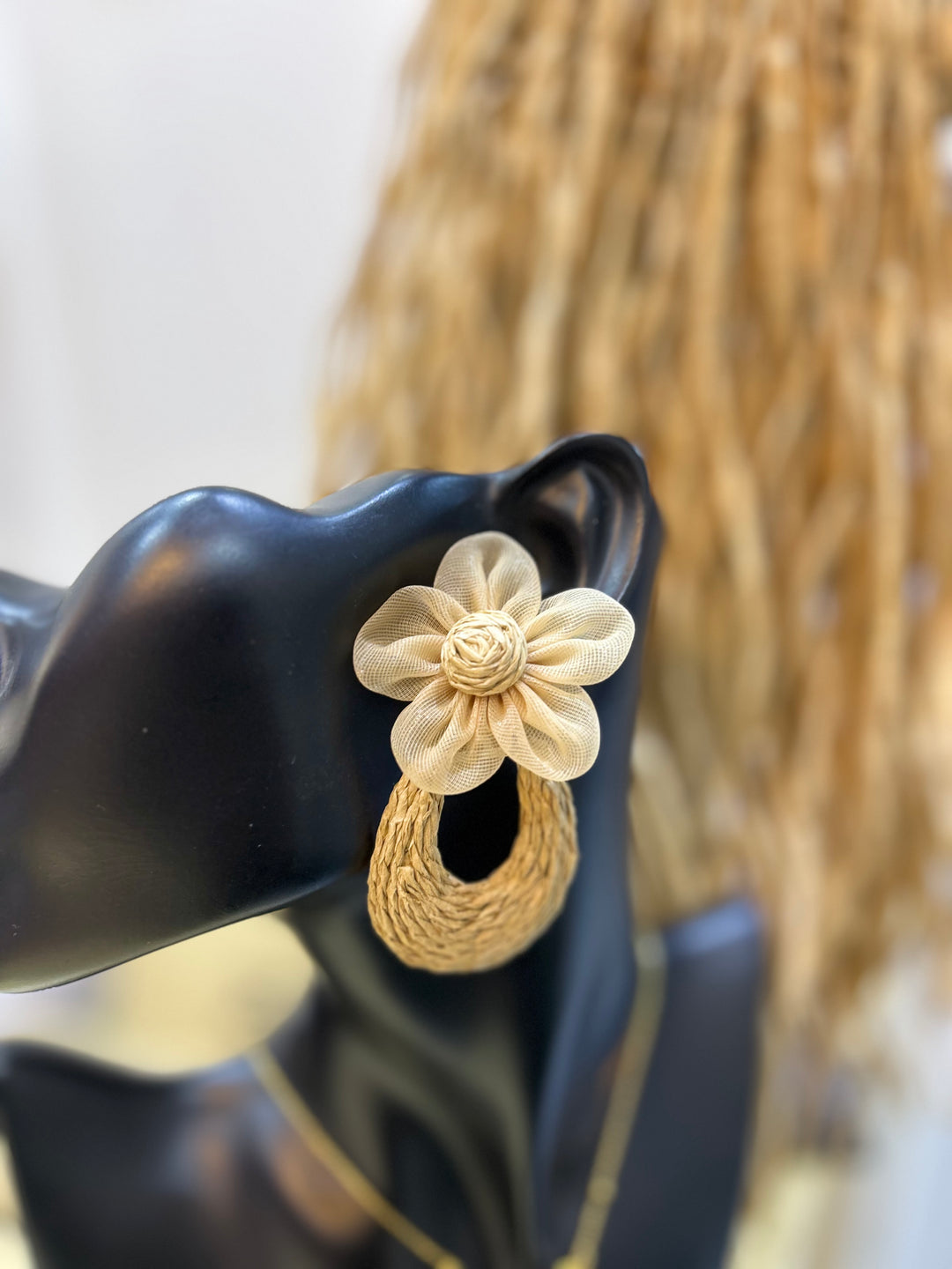 Rattan summer earrings
