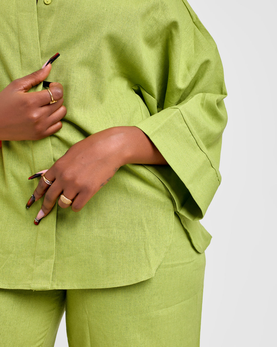 Linen blend 2pc trouser set