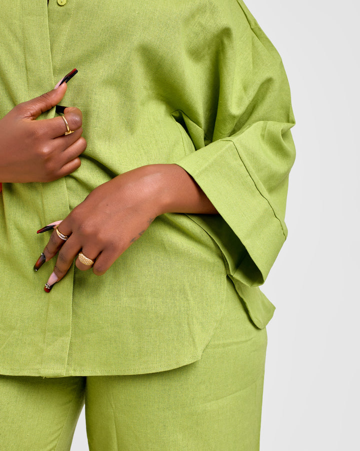 Linen blend 2pc trouser set