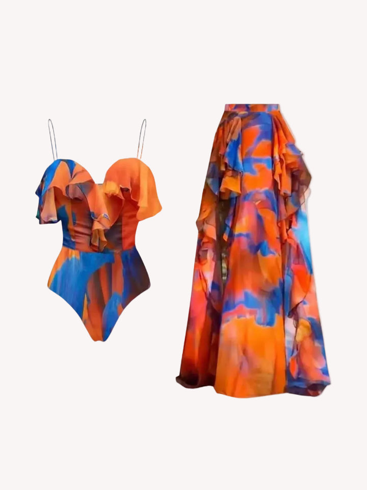 Ruffle illusion one piece