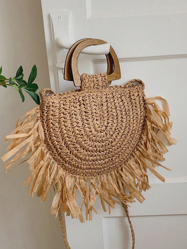 Khaki tassel bag