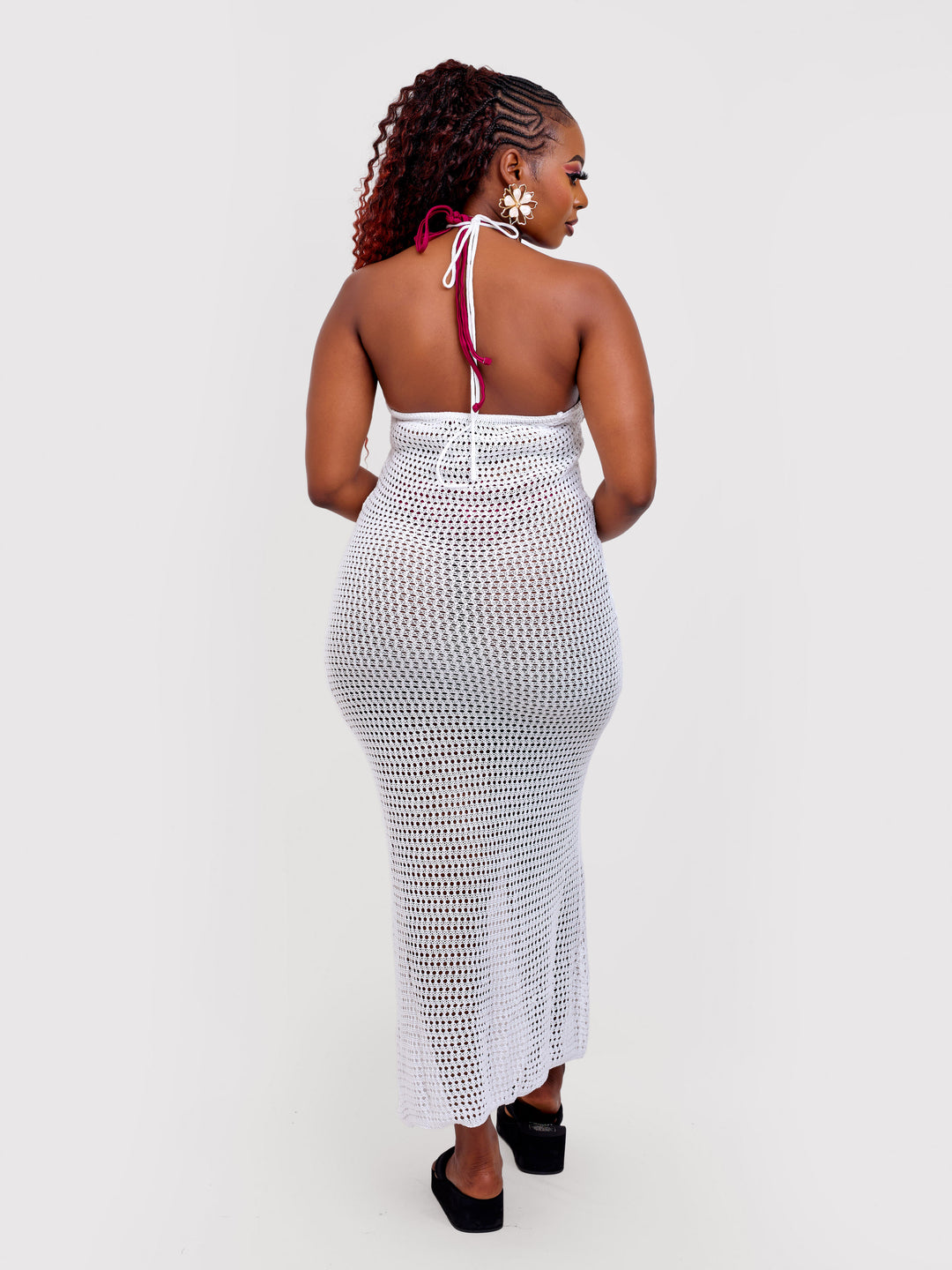 3D flower beach knit dress