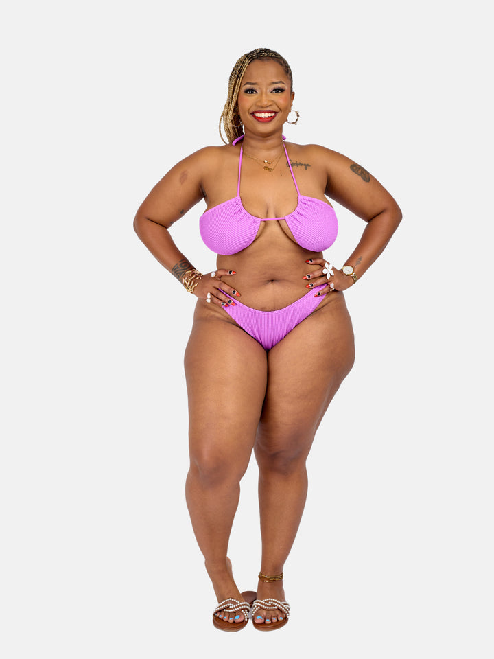 Ribbed mid rise bikini