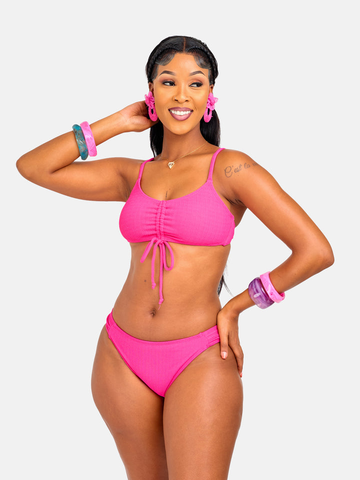 Ribbed high cut bikini