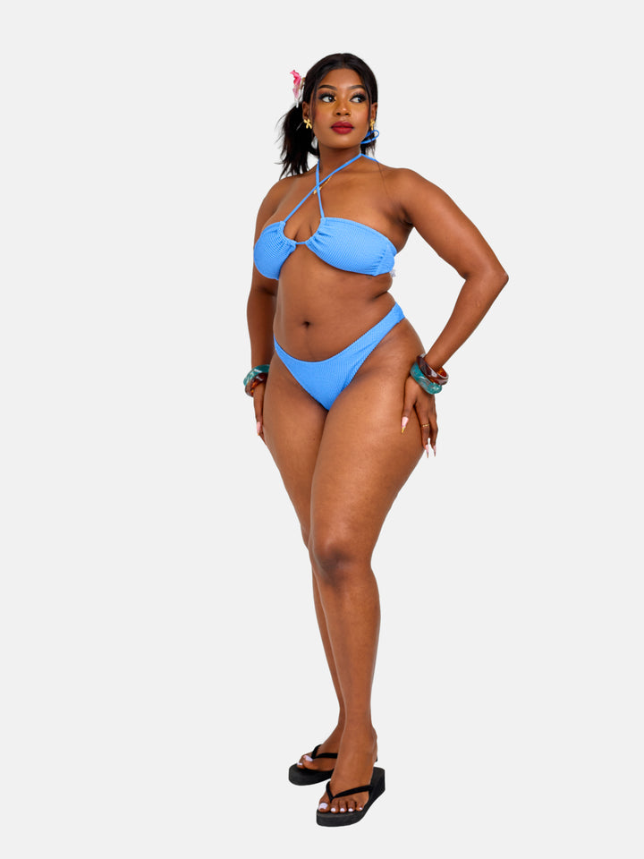 Sculpting ribbed halter bikini