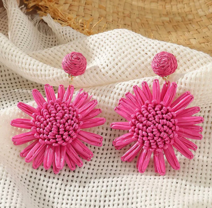 Sunflower earrings pink