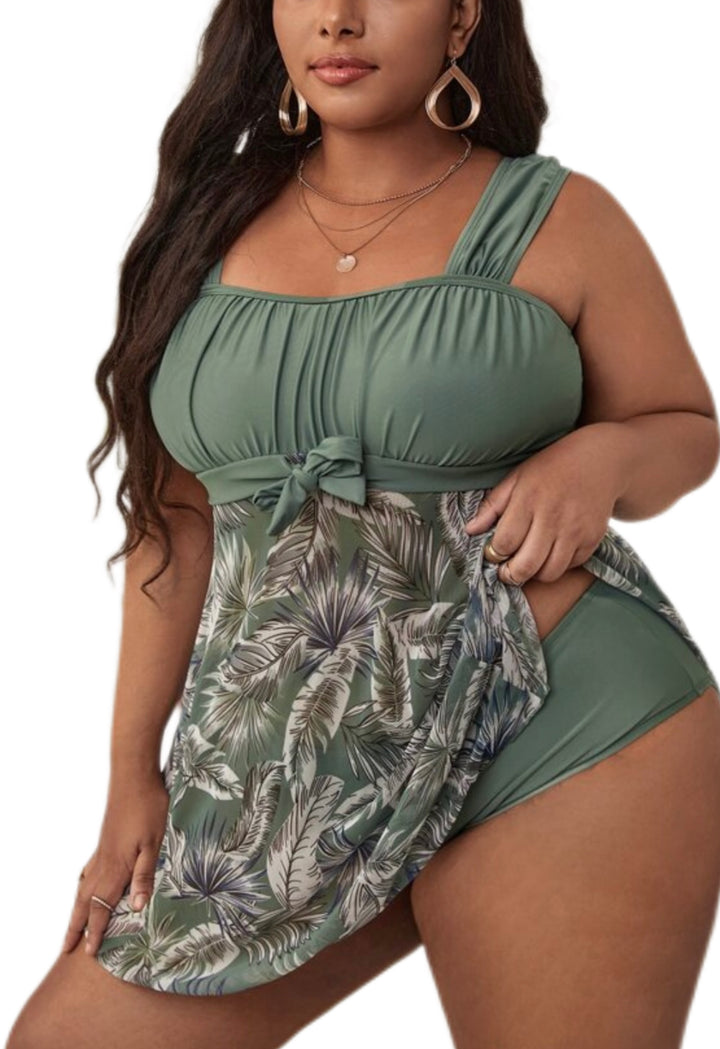 Tropical j.green ruched swim dress