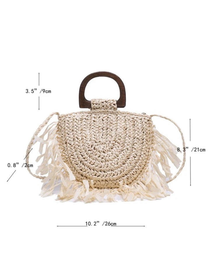 Beige tassel sling bag