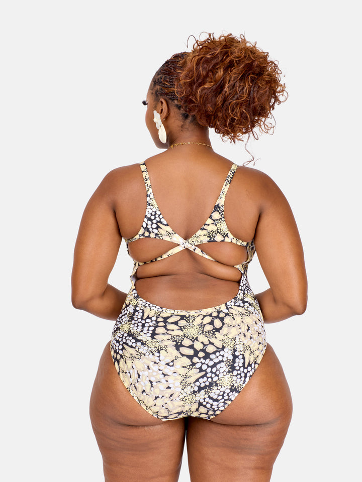 Printed cross back one piece