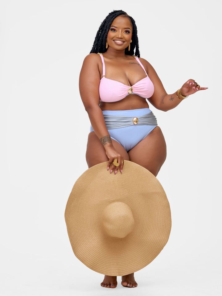 High waist bikini with gold embellishment