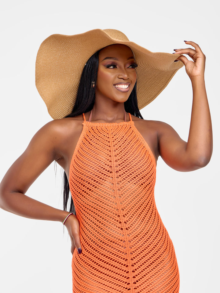 Orange knit dress