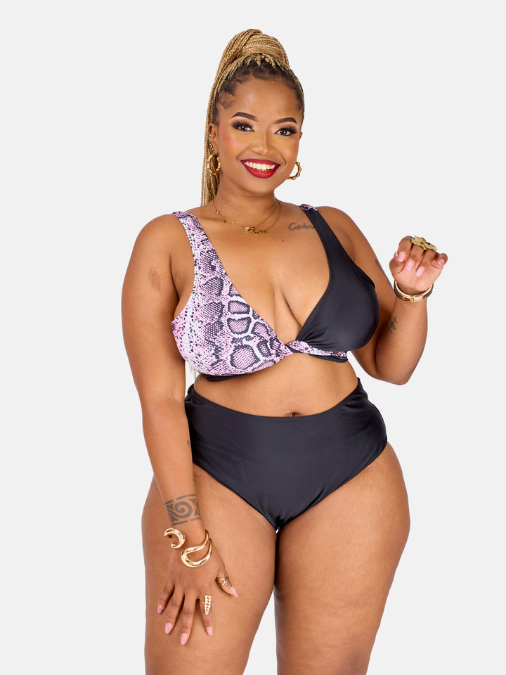 Printed criss cross bikini