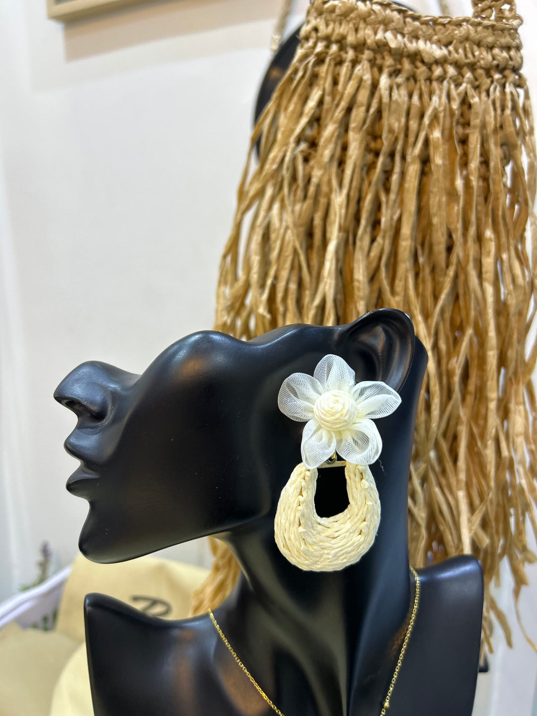 Rattan summer earrings