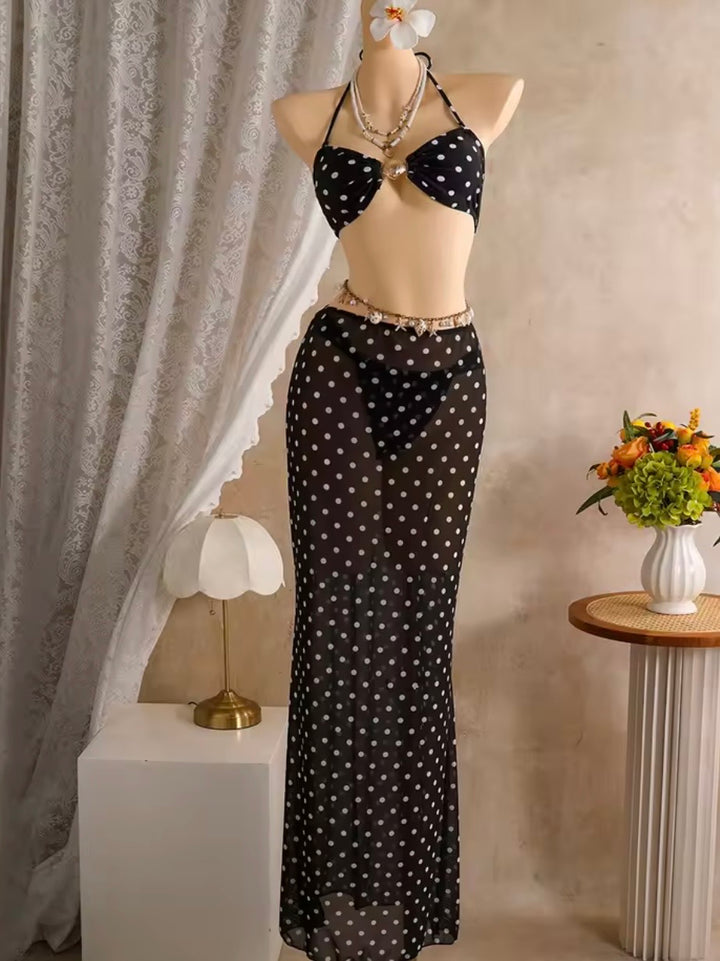 Polka dot 3pc bikini set