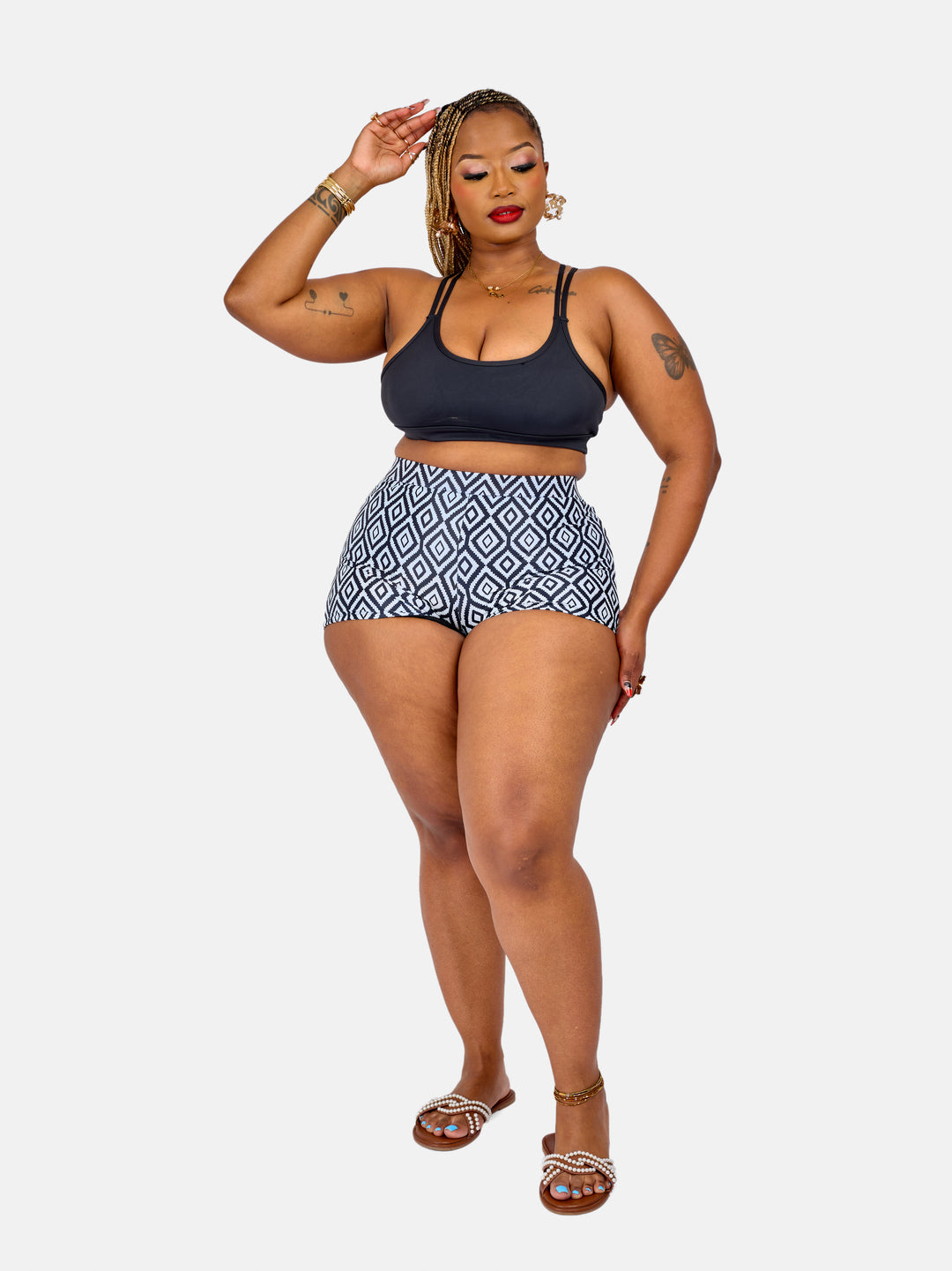 High waisted bikini shorts