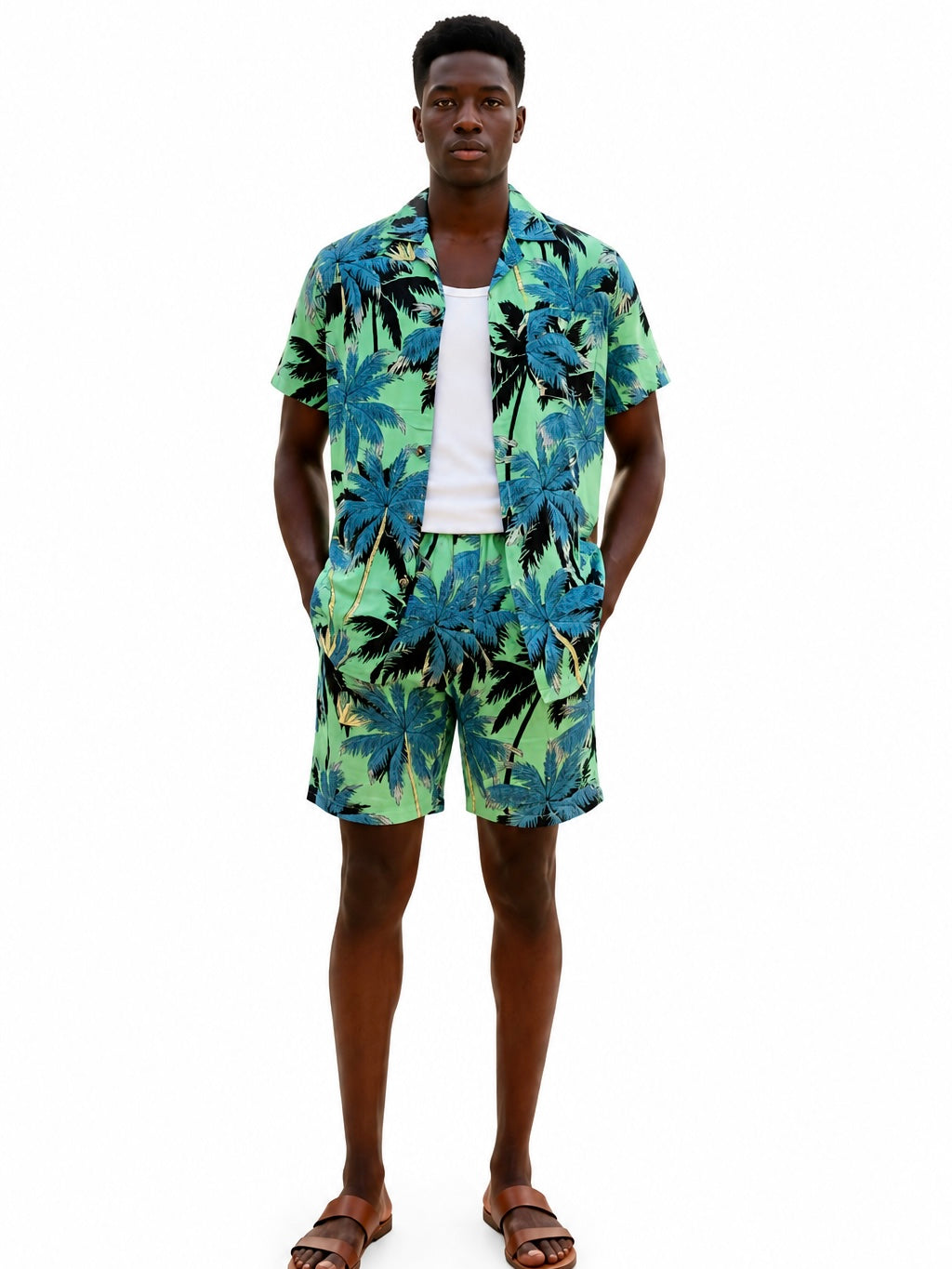 Palm print men’s beach set