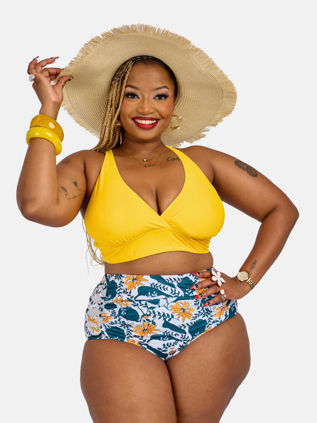 Supportive high waisted bikini set