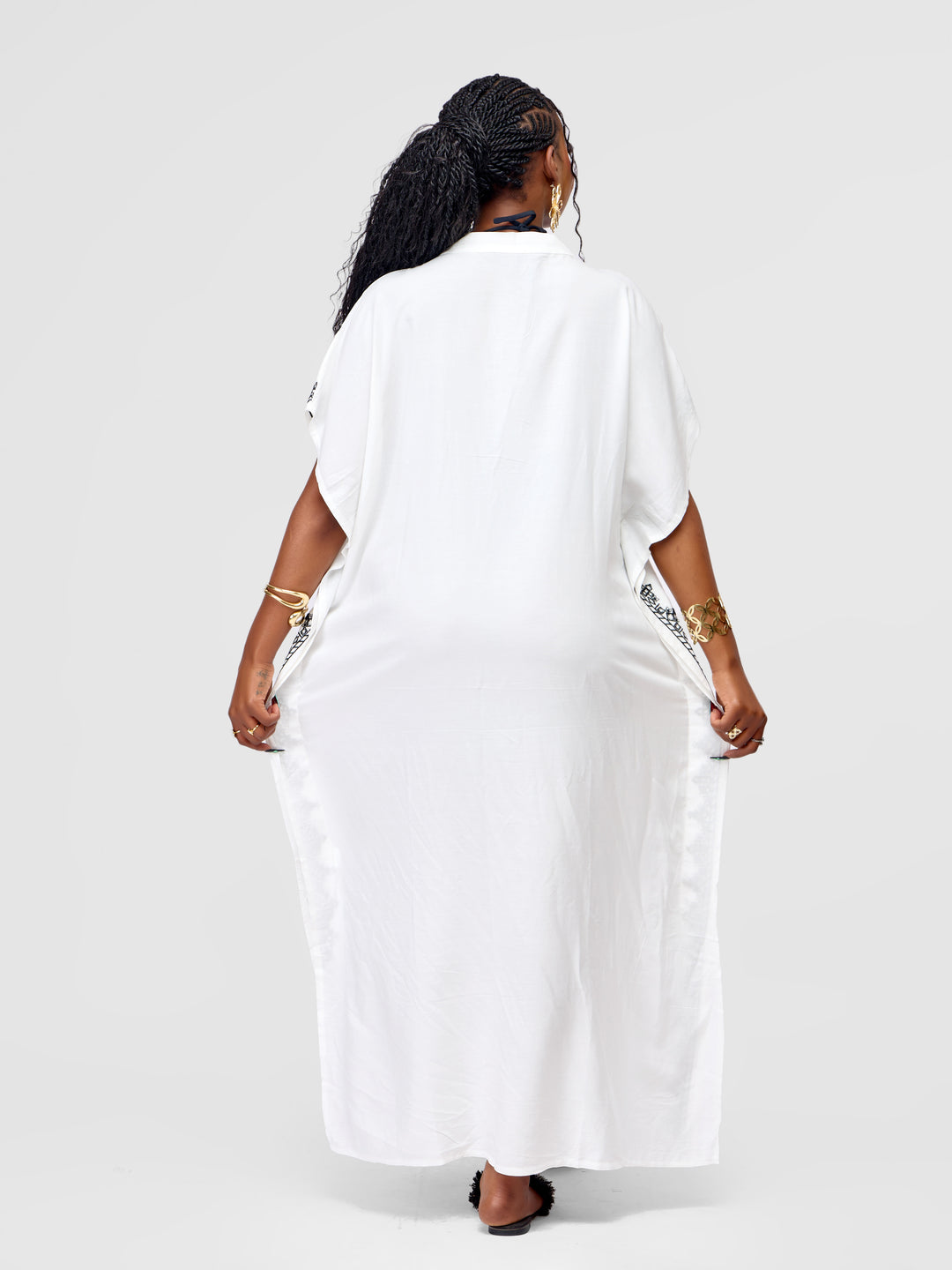 Embroidered White Beach Kaftan