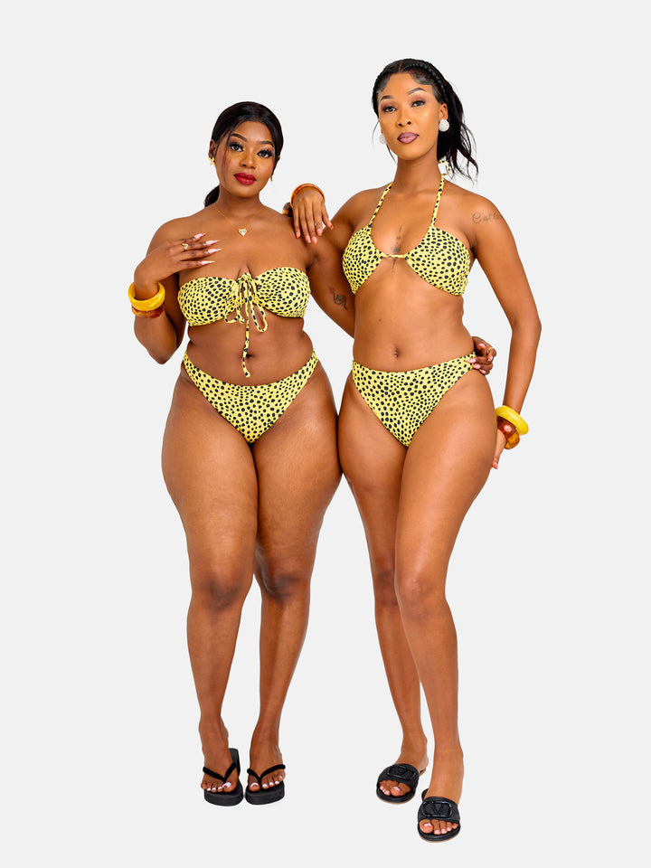 Polka printed stringed bikini