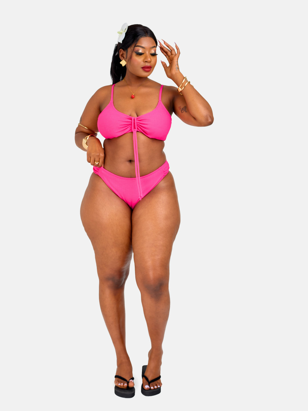 Ribbed high cut bikini