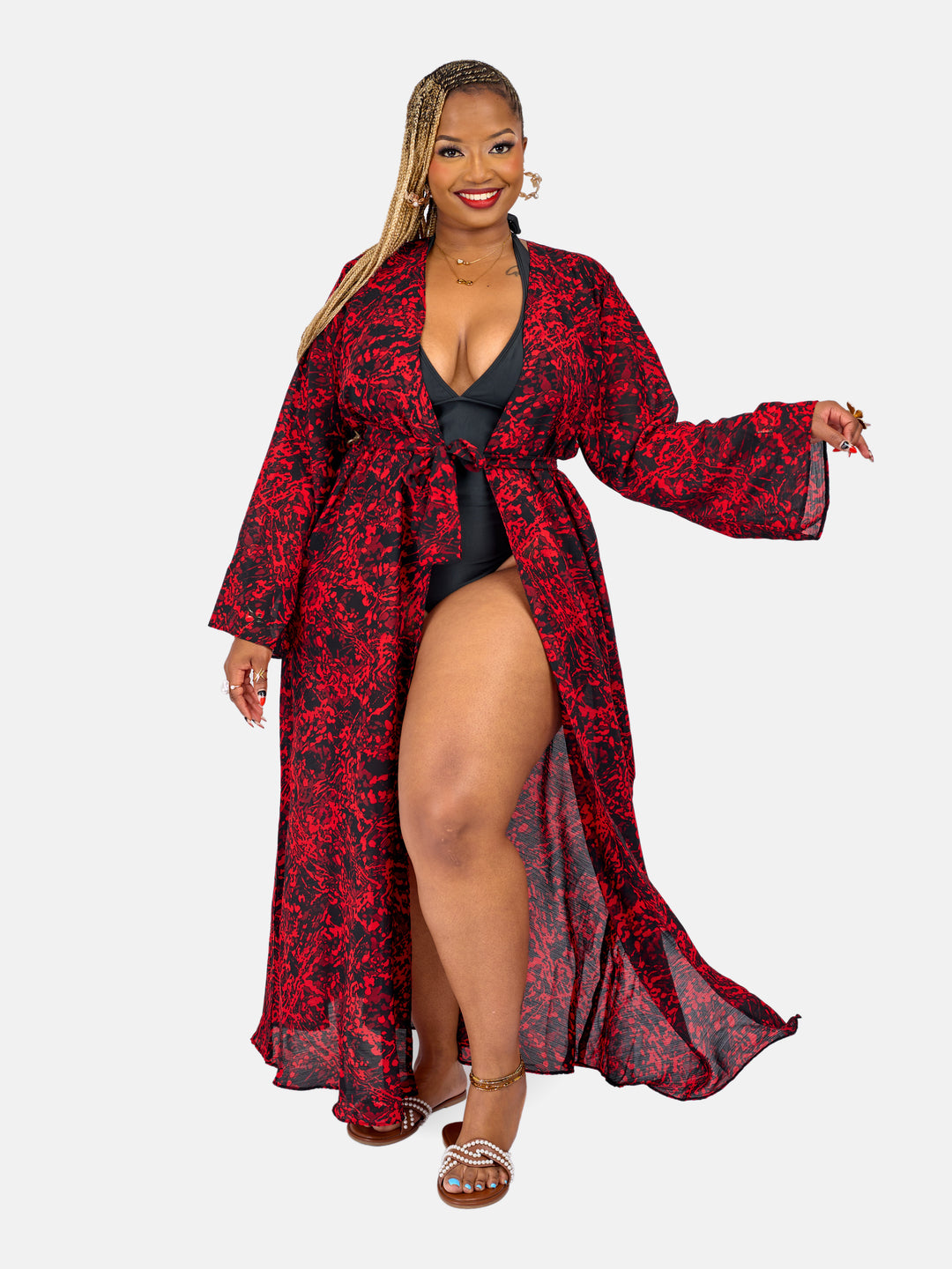 Red print kimono