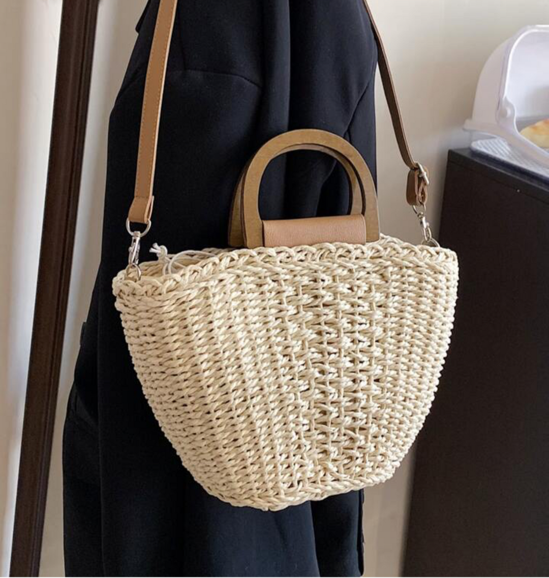 Top handle woven sling bag